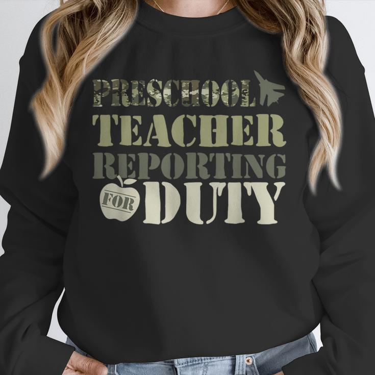 Retro Back To School Women Old Camo Preschool Teacher Unisex Sweatshirt, novelty gifts, funny gifts Retro Back To School Women Old Camo Preschool Teacher Unisex Sweatshirt, novelty gifts, funny gifts