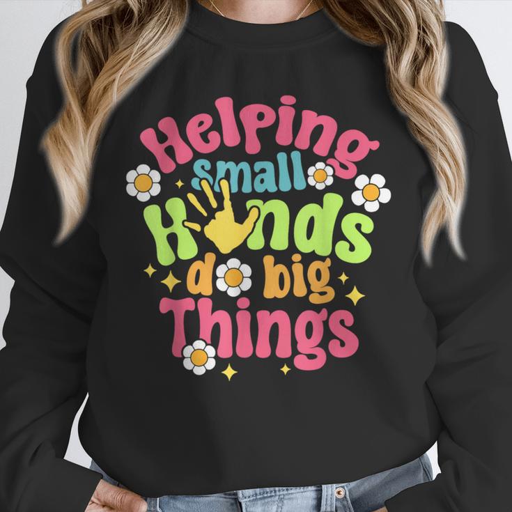 Retro Helping Small Hands Do Big Things Teacher Appreciation For Men Women Unisex Sweatshirt, novelty gifts, funny gifts
