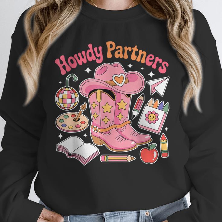 Retro Howdy Partners Cowgirl Cowboy Teacher Back To School Unisex Sweatshirt, novelty gifts, funny gifts Retro Howdy Partners Cowgirl Cowboy Teacher Back To School Unisex Sweatshirt, novelty gifts, funny gifts