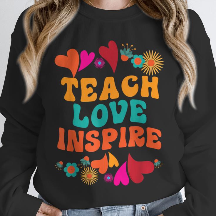 Retro Teach Love Inspire Back To School Teachers Unisex Sweatshirt, novelty gifts, funny gifts Retro Teach Love Inspire Back To School Teachers Unisex Sweatshirt, novelty gifts, funny gifts