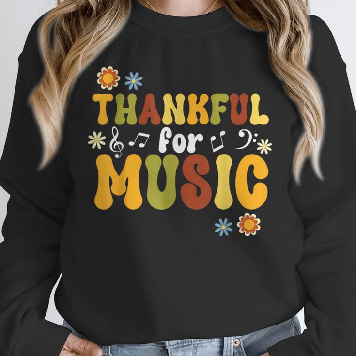 Retro Thankful For Music Floral Music Teacher Thanksgiving Men Women Unisex Sweatshirt, novelty gifts, funny gifts