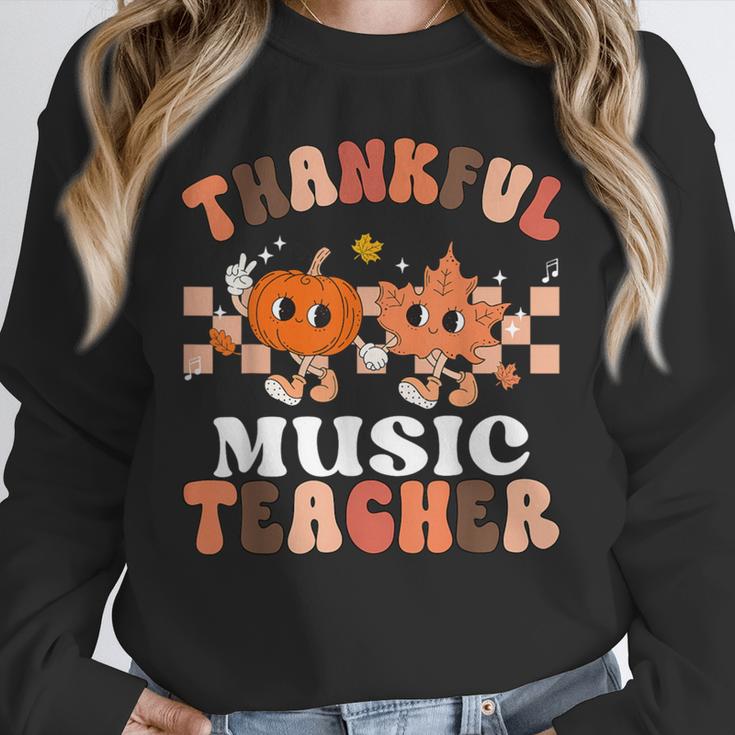 Retro Thankful Music Teacher Pumpkin Fall Thanksgiving Unisex Sweatshirt, novelty gifts, funny gifts