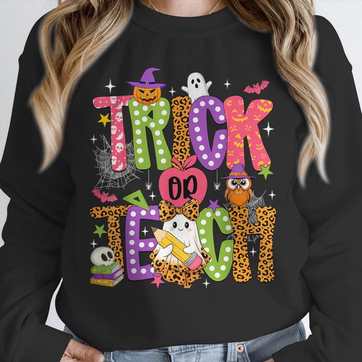 Retro Trick Or Teach Leopard Ghost Halloween Spooky Teacher Unisex Sweatshirt, novelty gifts, funny gifts Retro Trick Or Teach Leopard Ghost Halloween Spooky Teacher Unisex Sweatshirt, novelty gifts, funny gifts