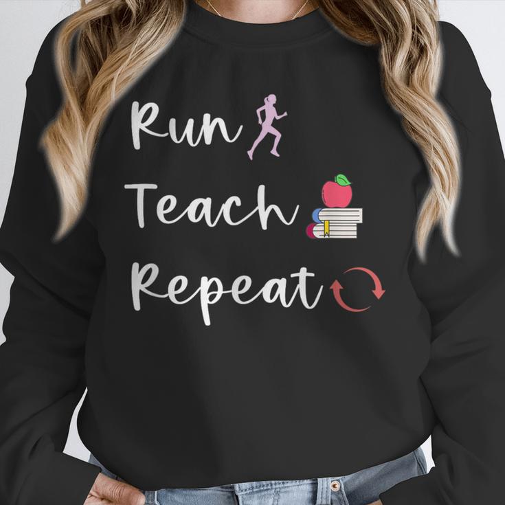 Run Teach Repeat Teacher Running Saying Slogan Runner Unisex Sweatshirt, novelty gifts, funny gifts