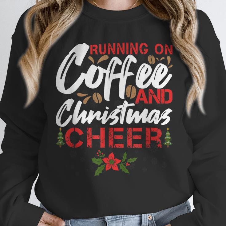 Running On Coffee And Christmas Cheer Lover Teacher For Men Women Kids Unisex Sweatshirt, novelty gifts, funny gifts