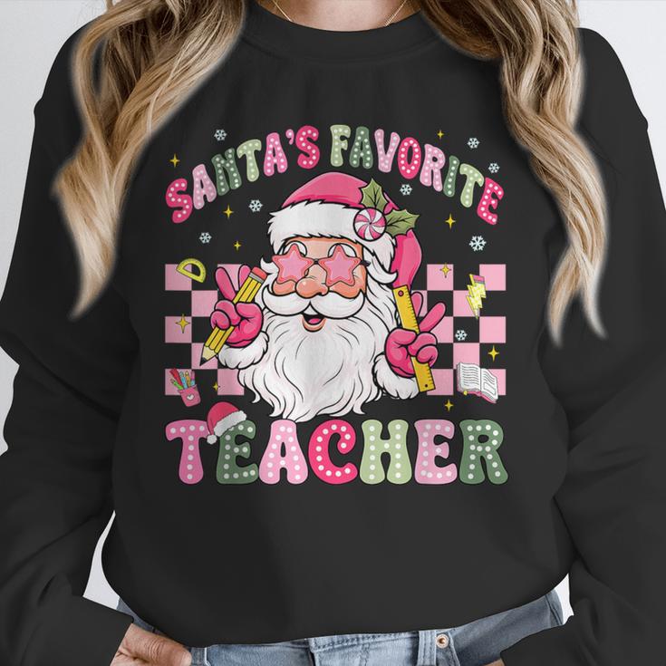 Santa's Favorite Teacher Groovy Christmas Teacher Boys Girls Unisex Sweatshirt, novelty gifts, funny gifts Santa's Favorite Teacher Groovy Christmas Teacher Boys Girls Unisex Sweatshirt, novelty gifts, funny gifts