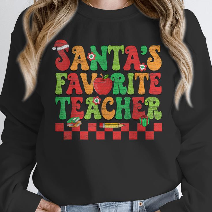 Santas Favorite Teacher Retro Groovy Christmas Xmas Women Unisex Sweatshirt, novelty gifts, funny gifts Santas Favorite Teacher Retro Groovy Christmas Xmas Women Unisex Sweatshirt, novelty gifts, funny gifts