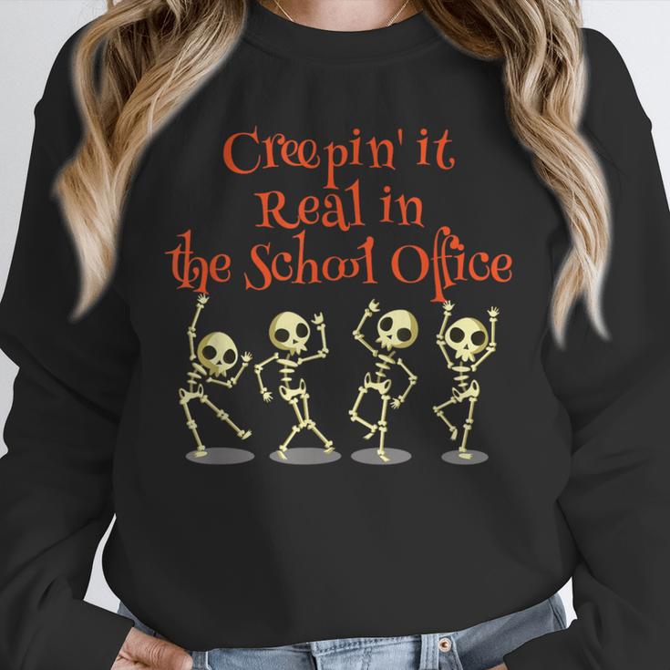 School Office Clerk Creepin' It Real HALLOWEEN Teacher Shirt Unisex Sweatshirt, novelty gifts, funny gifts