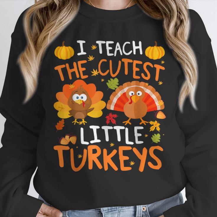 School Thankful I Teach The Cutest Little Turkeys Thanksgiving Teacher Unisex Sweatshirt, novelty gifts, funny gifts