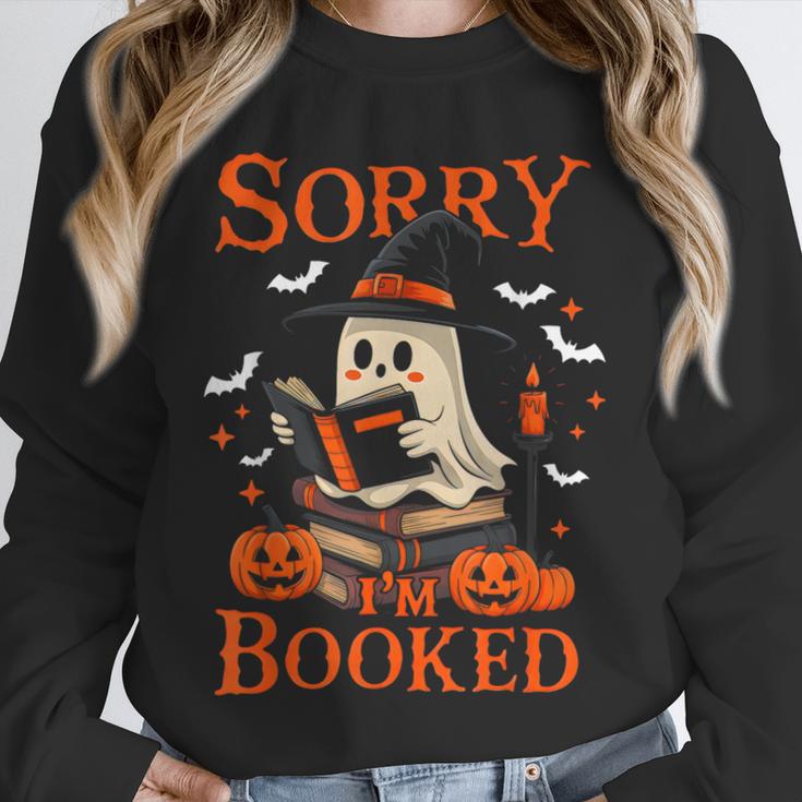 Sorry I'm Booked Ghost Reading Book Lover Teacher Halloween Unisex Sweatshirt, novelty gifts, funny gifts