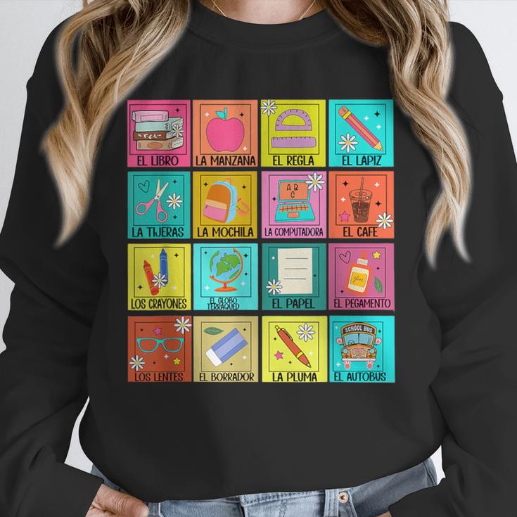 Spanish Teacher Back To School Maestra Dual Language Crew Unisex Sweatshirt, novelty gifts, funny gifts