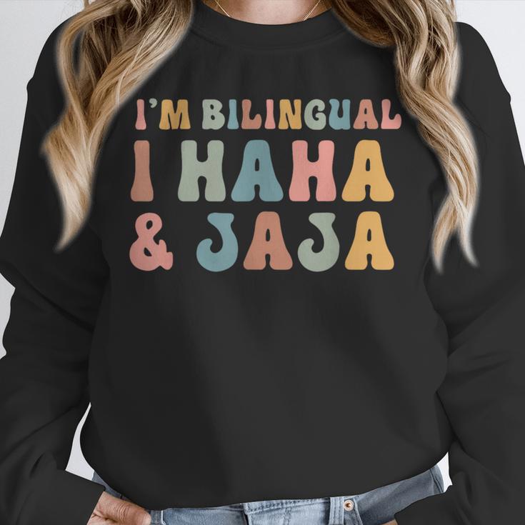 Spanish Teacher Groovy I'm Bilingual I Haha And Jaja Unisex Sweatshirt, novelty gifts, funny gifts