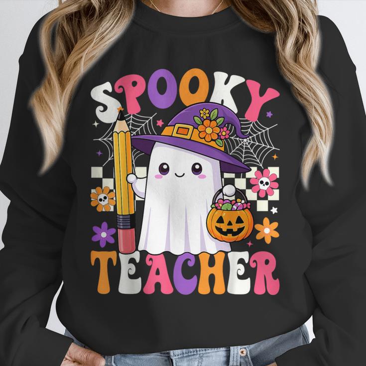 Spooky Teacher Ghost Pencil Teach Halloween Teacher Unisex Sweatshirt, novelty gifts, funny gifts