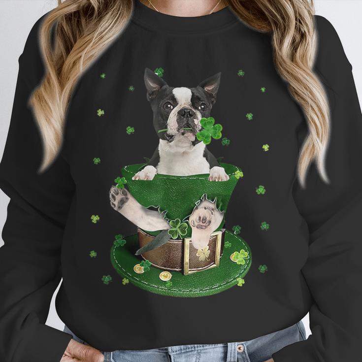 St Patrick's Day Leprechaun Boston Terrier Dog Shamrock For Men Women Kids Unisex Sweatshirt, novelty gifts, funny gifts