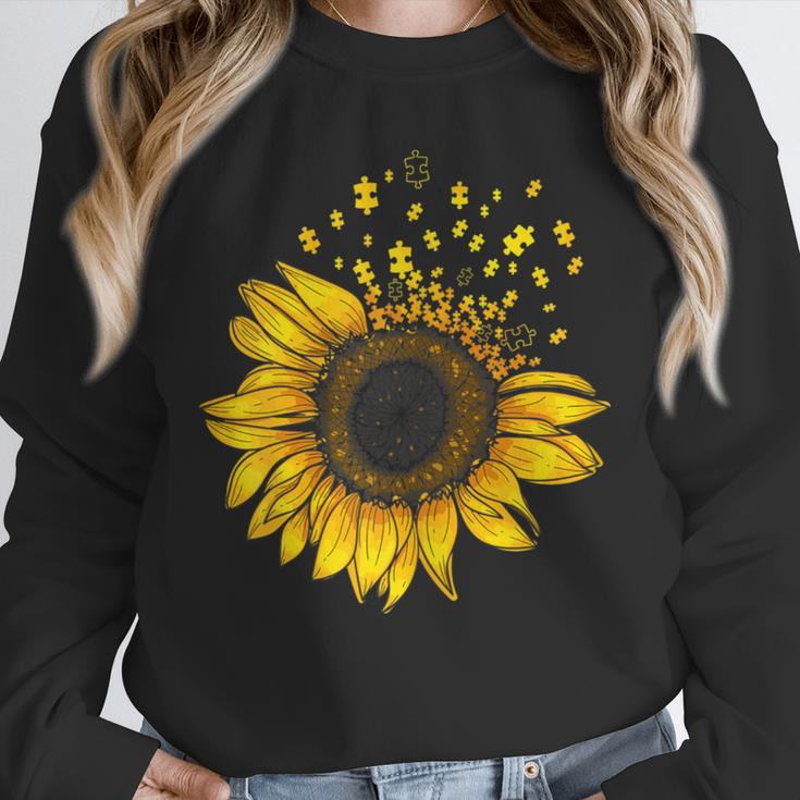 Sunflower Puzzle Pieces Autism Awareness For Mom Teacher For Women Unisex Sweatshirt, novelty gifts, funny gifts