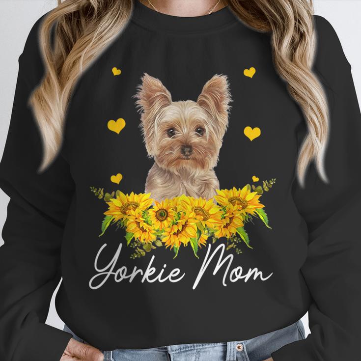 Sunflower Yorkie Mom Dog Lover Unisex Sweatshirt, novelty gifts, funny gifts
