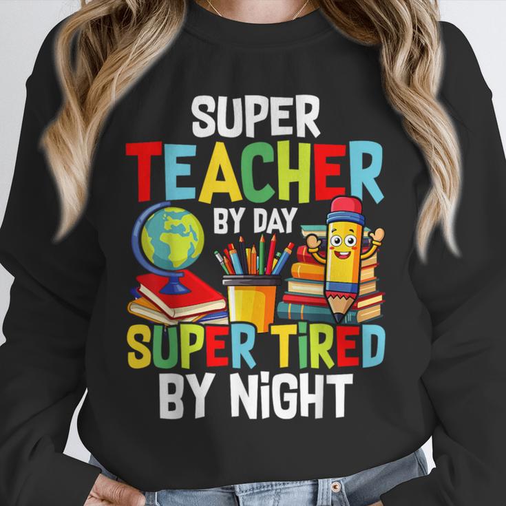 Super Teacher By Day Super Tired By Night Unisex Sweatshirt, novelty gifts, funny gifts Super Teacher By Day Super Tired By Night Unisex Sweatshirt, novelty gifts, funny gifts