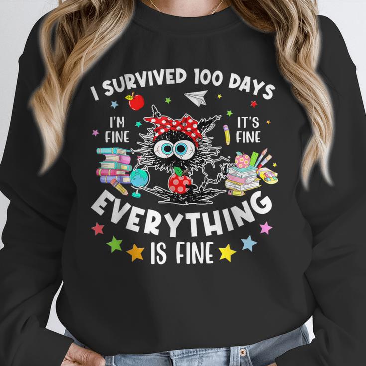 I Survived 100 Days Of School Teacher Kids Cat Lover Unisex Sweatshirt, novelty gifts, funny gifts I Survived 100 Days Of School Teacher Kids Cat Lover Unisex Sweatshirt, novelty gifts, funny gifts