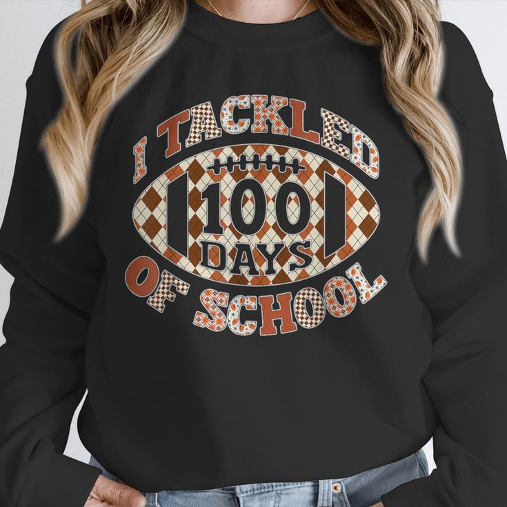 I Tackled 100 Days Of School Football Boys Girls Teachers Unisex Sweatshirt, novelty gifts, funny gifts