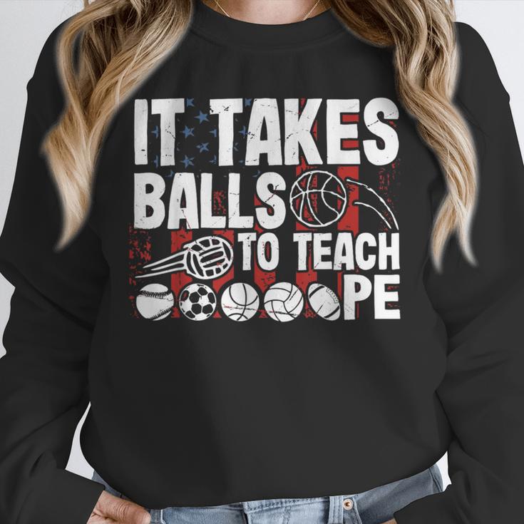 It Takes Balls To Teach Pe Teacher Chaos Coordinator US Flag Unisex Sweatshirt, novelty gifts, funny gifts It Takes Balls To Teach Pe Teacher Chaos Coordinator US Flag Unisex Sweatshirt, novelty gifts, funny gifts