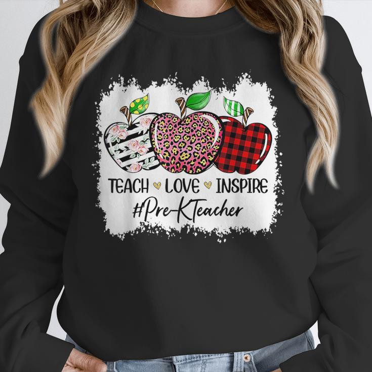 Teach Love Inspire Pre-k Teacher Apple Leopard Red Plain Unisex Sweatshirt, novelty gifts, funny gifts