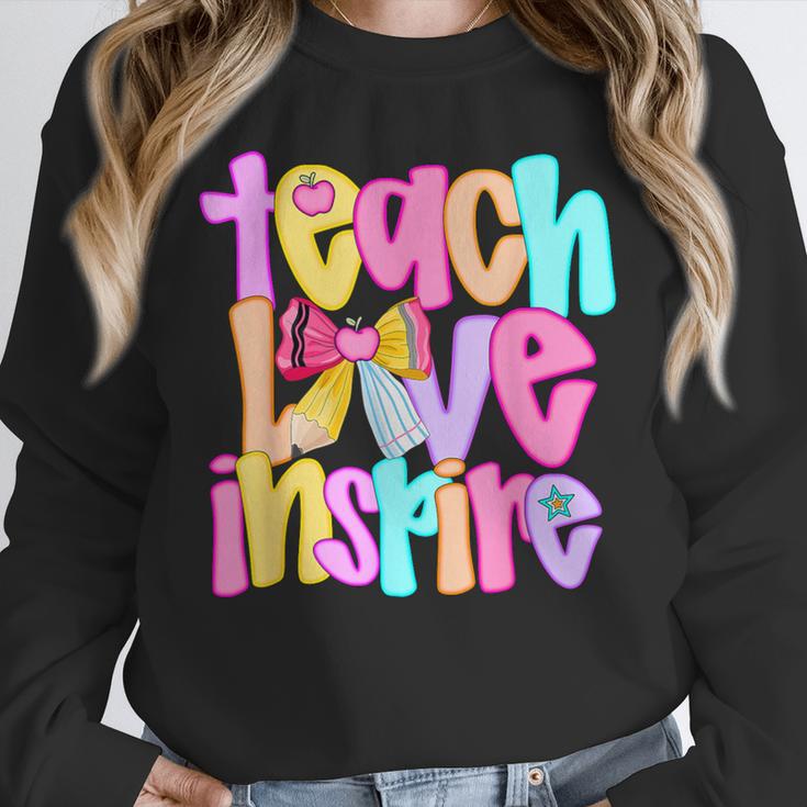 Teach Love Inspire Preppy Back To School Teacher Women Unisex Sweatshirt, novelty gifts, funny gifts Teach Love Inspire Preppy Back To School Teacher Women Unisex Sweatshirt, novelty gifts, funny gifts
