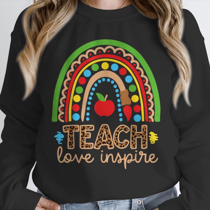 Teach Love Inspire Rainbow Leopard Cheetah Print Teacher Unisex Sweatshirt, novelty gifts, funny gifts Teach Love Inspire Rainbow Leopard Cheetah Print Teacher Unisex Sweatshirt, novelty gifts, funny gifts