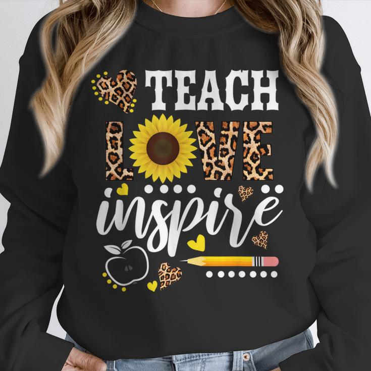 TEACH LOVE INSPIRE Teacher Sunflower Appreciation Unisex Sweatshirt, novelty gifts, funny gifts