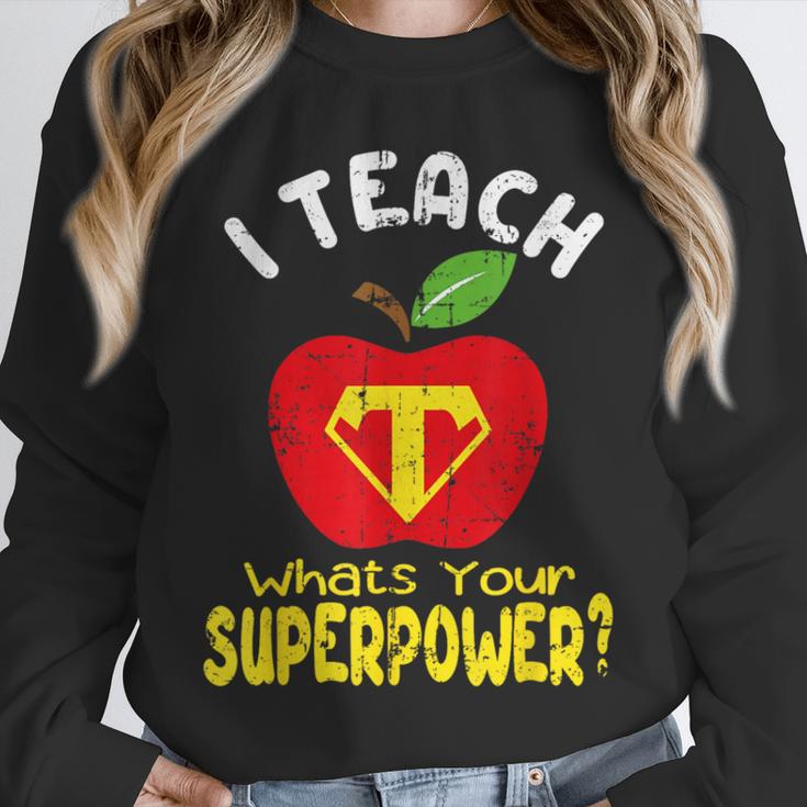 I Teach What's Your Superpower Superhero Teacher Unisex Sweatshirt, novelty gifts, funny gifts I Teach What's Your Superpower Superhero Teacher Unisex Sweatshirt, novelty gifts, funny gifts