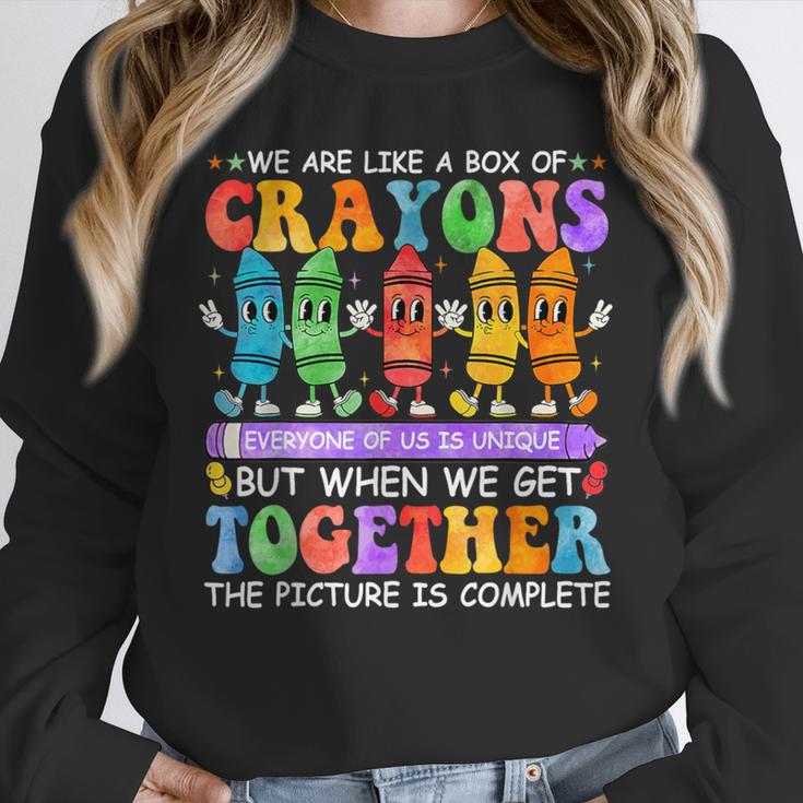 Teacher We Are Like A Box Of Crayons Back To School Men Women Kids Unisex Sweatshirt, novelty gifts, funny gifts Teacher We Are Like A Box Of Crayons Back To School Men Women Kids Unisex Sweatshirt, novelty gifts, funny gifts