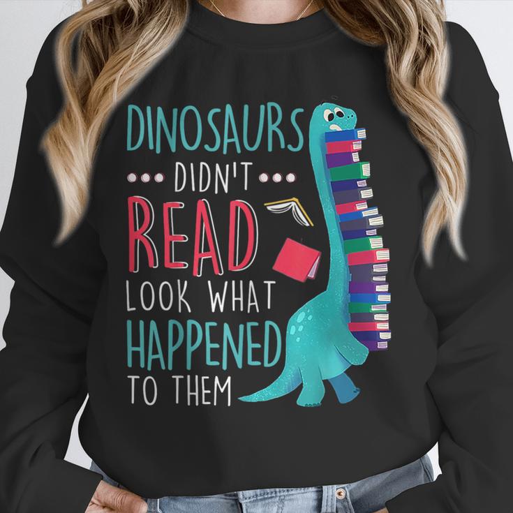 Teacher Dinosaurs Didnt Read Look What Happened Book Reading Unisex Sweatshirt, novelty gifts, funny gifts Teacher Dinosaurs Didnt Read Look What Happened Book Reading Unisex Sweatshirt, novelty gifts, funny gifts