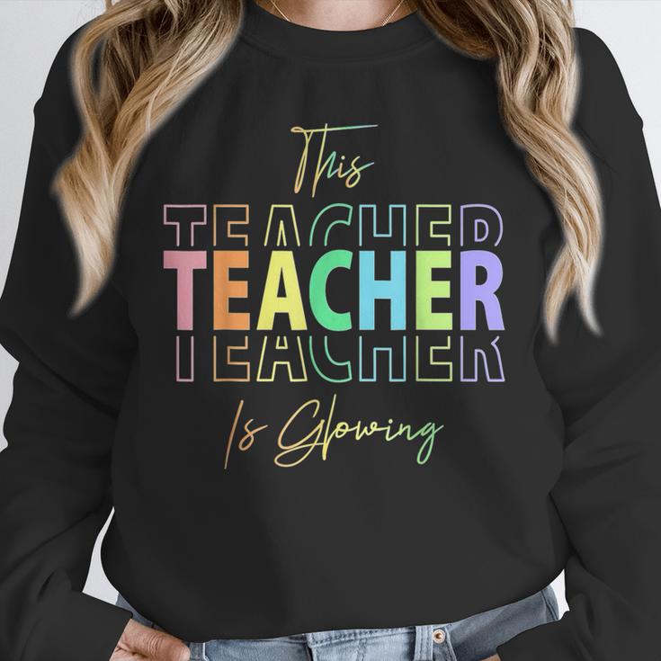 This Teacher Is Glowing Hello Summer End Of School Unisex Sweatshirt, novelty gifts, funny gifts