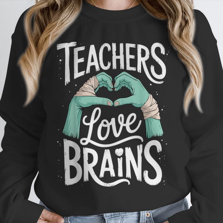 Teacher Halloween Shirt Women Men Teachers Love Brains Unisex Sweatshirt, novelty gifts, funny gifts