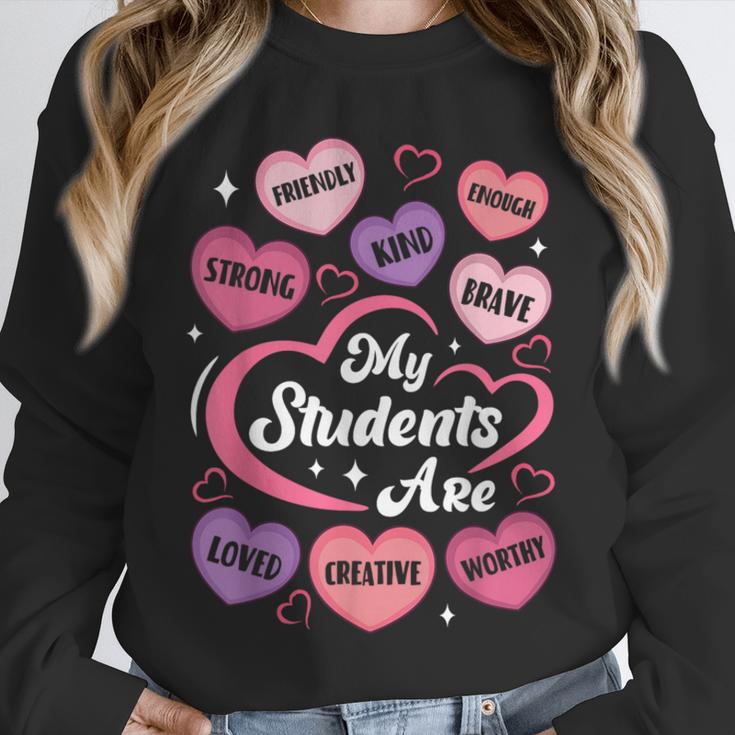 Teacher Positive Affirmations Candy Heart Valentine's Day Unisex Sweatshirt, novelty gifts, funny gifts Teacher Positive Affirmations Candy Heart Valentine's Day Unisex Sweatshirt, novelty gifts, funny gifts
