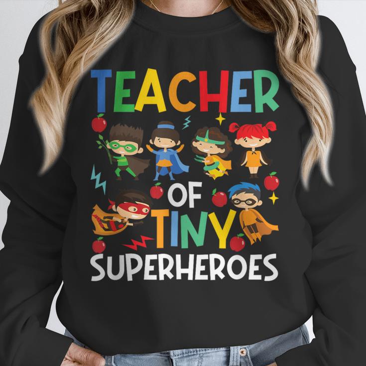 Teacher Of Tiny Superheroes Teach 100th Day Of School Men Women Girls Kids Unisex Sweatshirt, novelty gifts, funny gifts
