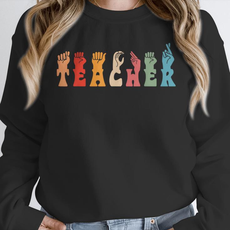 Teacher Word In Sign Language Awareness ASL Back To School Unisex Sweatshirt, novelty gifts, funny gifts Teacher Word In Sign Language Awareness ASL Back To School Unisex Sweatshirt, novelty gifts, funny gifts
