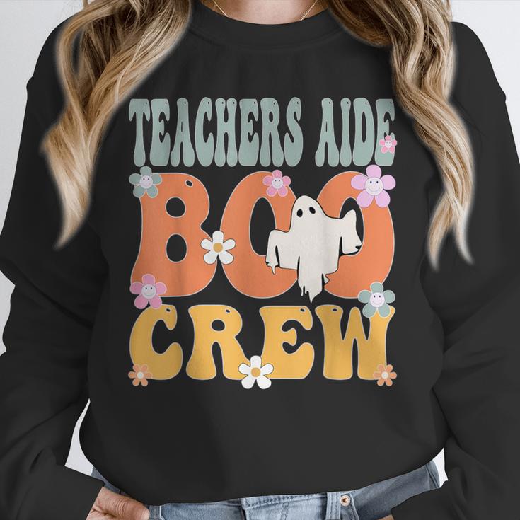 Teachers Aide Boo Crew Ghost Groovy Halloween For Women Unisex Sweatshirt, novelty gifts, funny gifts Teachers Aide Boo Crew Ghost Groovy Halloween For Women Unisex Sweatshirt, novelty gifts, funny gifts