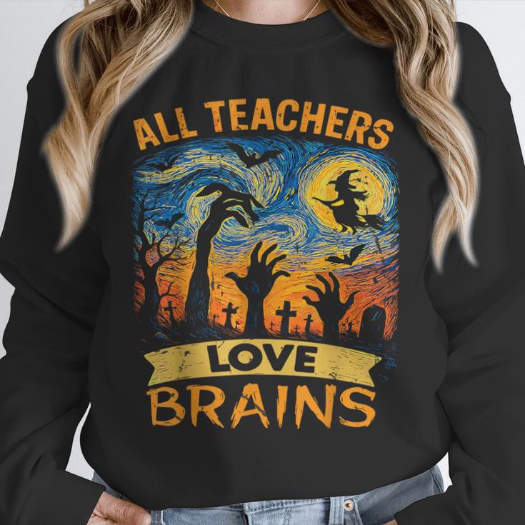 All Teachers Love Brains Shirt Teacher Halloween Tee Unisex Sweatshirt, novelty gifts, funny gifts