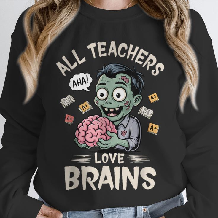 Teachers Love Brains Tee-Shirt Men Women Halloween Teacher Unisex Sweatshirt, novelty gifts, funny gifts