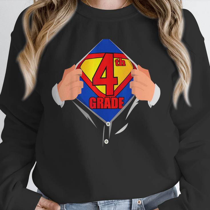 Teachers Are Superheroes 4th Grade Super Teacher Staff Men Women Unisex Sweatshirt, novelty gifts, funny gifts