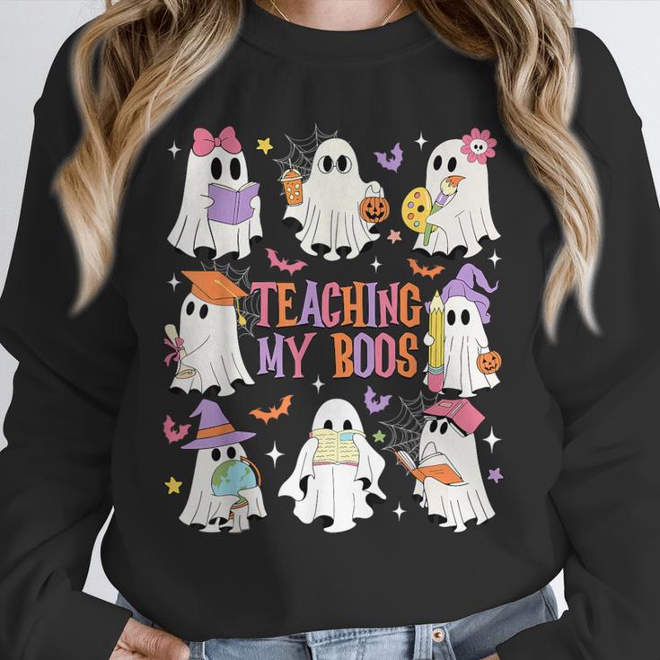 Teaching My Boos Teacher Cute Ghost Groovy Teacher Halloween Unisex Sweatshirt, novelty gifts, funny gifts Teaching My Boos Teacher Cute Ghost Groovy Teacher Halloween Unisex Sweatshirt, novelty gifts, funny gifts