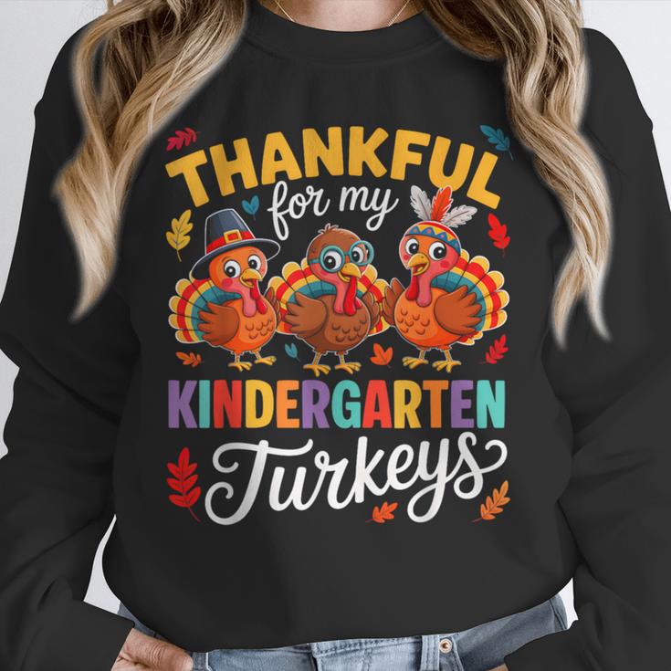 Thankful For My Kindergarten Turkeys Thanksgiving Teacher Unisex Sweatshirt, novelty gifts, funny gifts