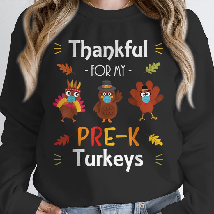 Thankful For My Prek Turkeys In Masks Thanksgiving Teacher For Men Women Unisex Sweatshirt, novelty gifts, funny gifts
