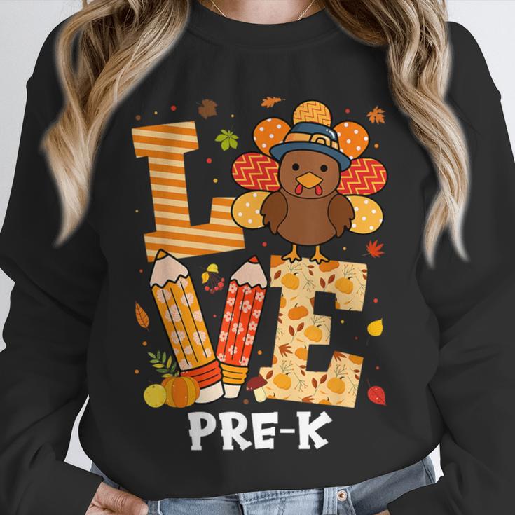 Thanksgiving Love Pre-K Teacher Turkey Autumn Fall For Men Women Girls Kids Unisex Sweatshirt, novelty gifts, funny gifts