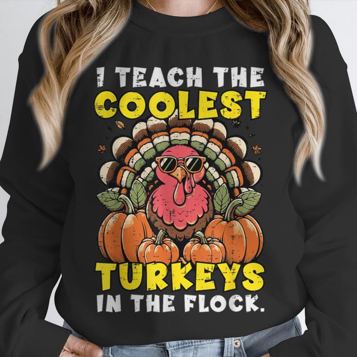 Thanksgiving I Teach Coolest Turkeys Teacher Fall Women Men Unisex Sweatshirt, novelty gifts, funny gifts