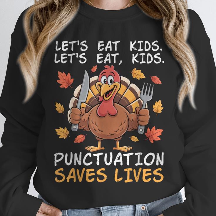 Thanksgiving Teacher Turkey Lets Eat Kids Punctuation Unisex Sweatshirt, novelty gifts, funny gifts