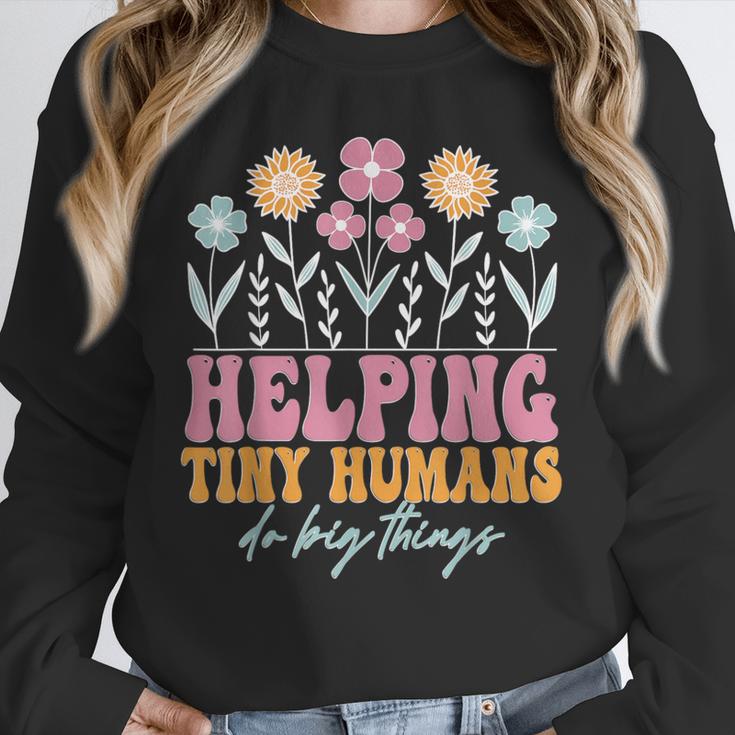 Tiny People Help Do Big Things Nursery Teacher Unisex Sweatshirt, novelty gifts, funny gifts