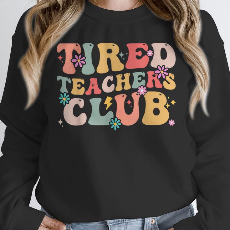 Tired Teachers Club Groovy Teachers Back To School Tee Unisex Sweatshirt, novelty gifts, funny gifts Tired Teachers Club Groovy Teachers Back To School Tee Unisex Sweatshirt, novelty gifts, funny gifts