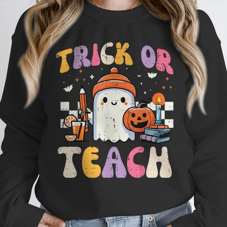 Trick Or Teach Ghost Teacher School Halloween Men Women Unisex Sweatshirt, novelty gifts, funny gifts