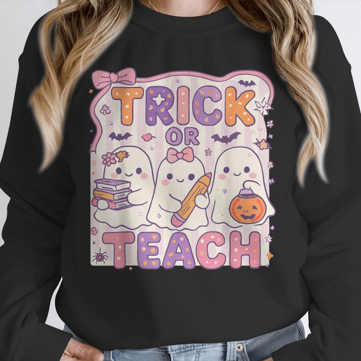 Trick Or Teach Retro Halloween Teacher Look Unisex Sweatshirt, novelty gifts, funny gifts